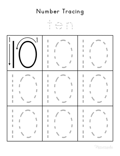 10 number tracing worksheet preschool