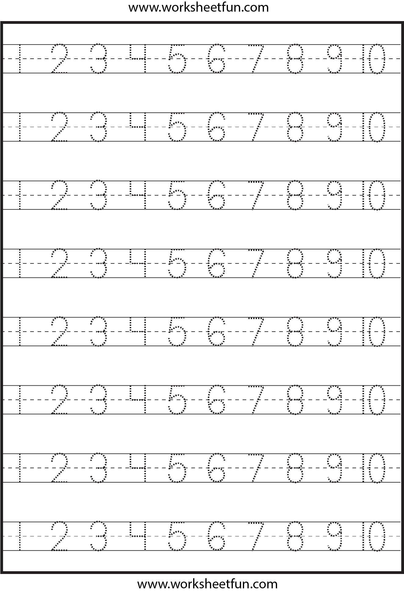10 number tracing worksheet preschool