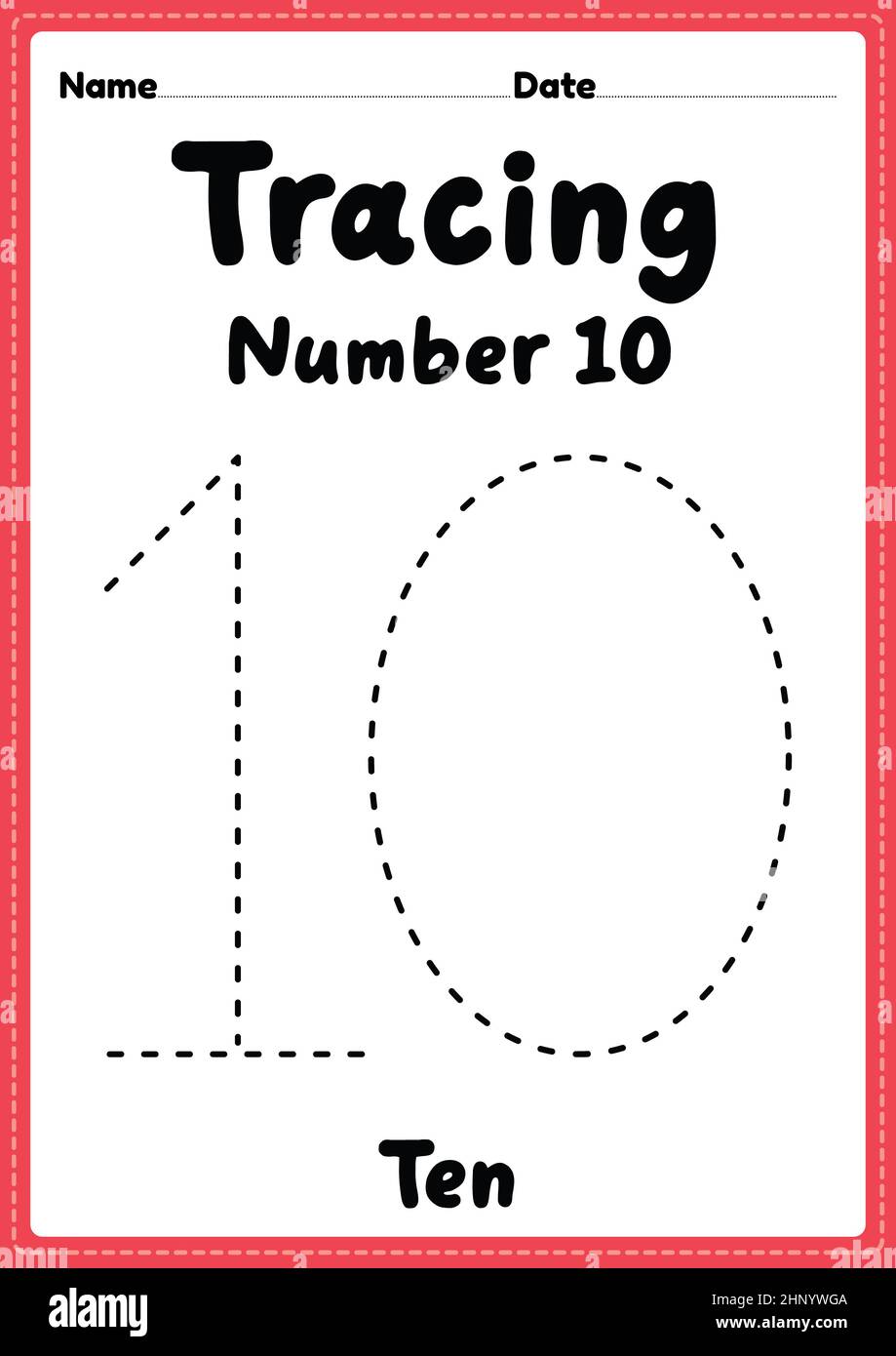 10 number tracing worksheet preschool