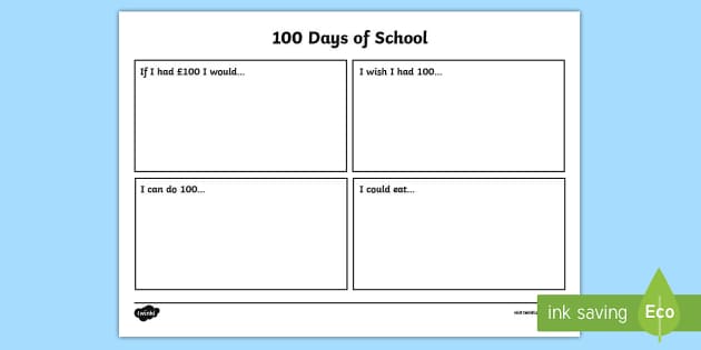 100 day of school worksheet