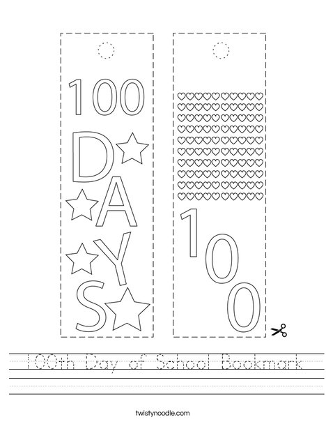 100 day of school worksheet