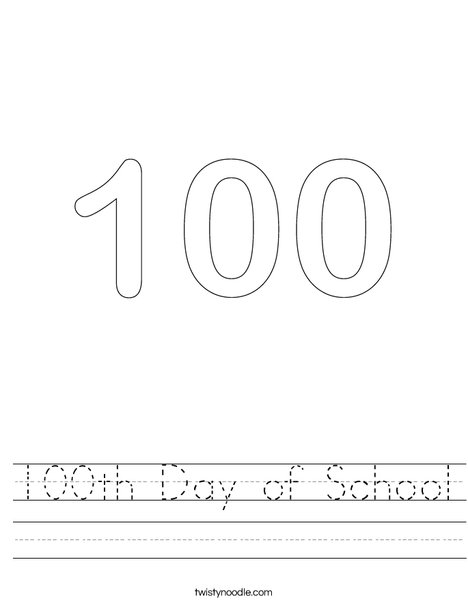 100 day of school worksheet
