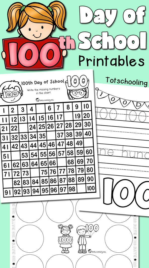 100 days of school printables