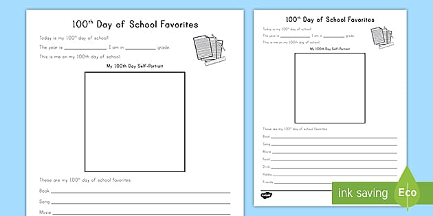 100th Day of School Favorites Worksheet |  USA