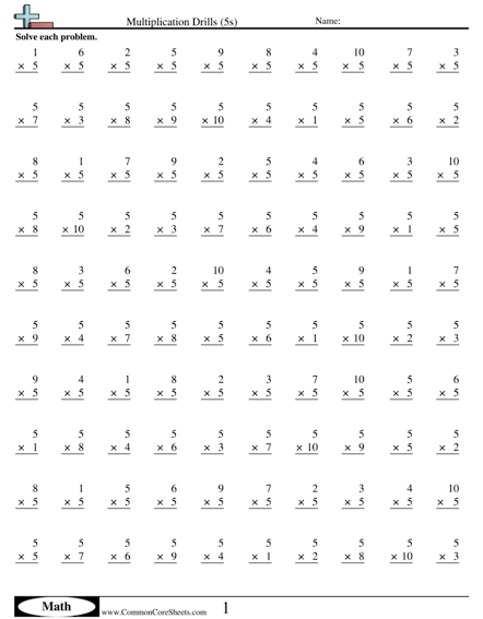 Multiplication Worksheets | Free - CommonCoreSheets