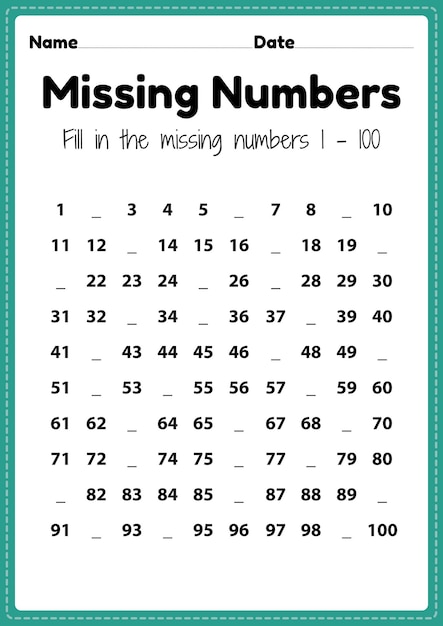 100 no s worksheet