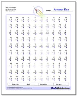 100 subtraction facts worksheet