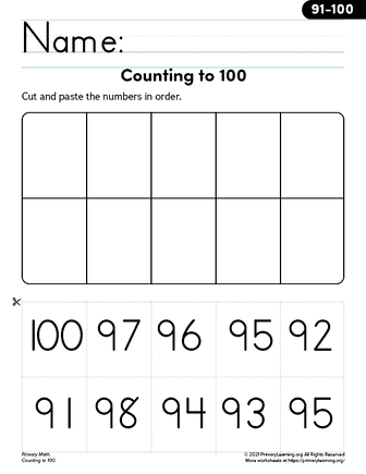 Counting 91-100 Worksheet  