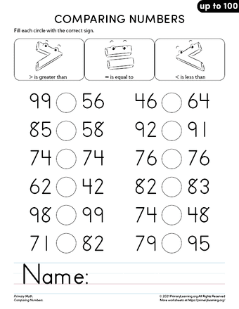 Comparing Numbers up to 100 - Part 1  