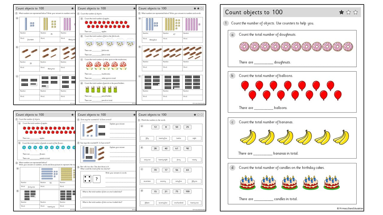 Counting to 100 | Worksheets - Primary Stars Education
