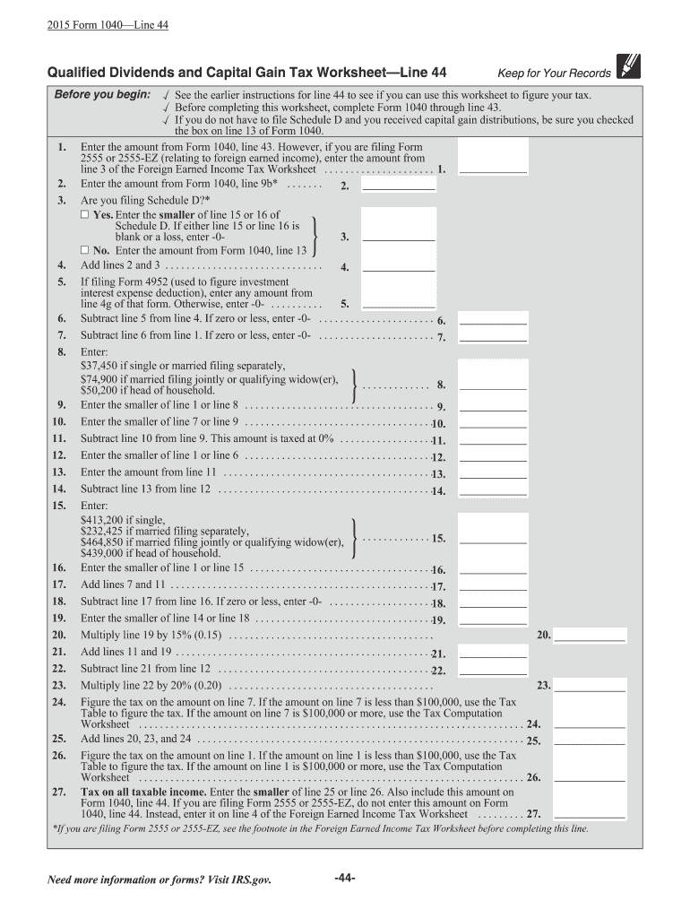1040 capital gains worksheet
