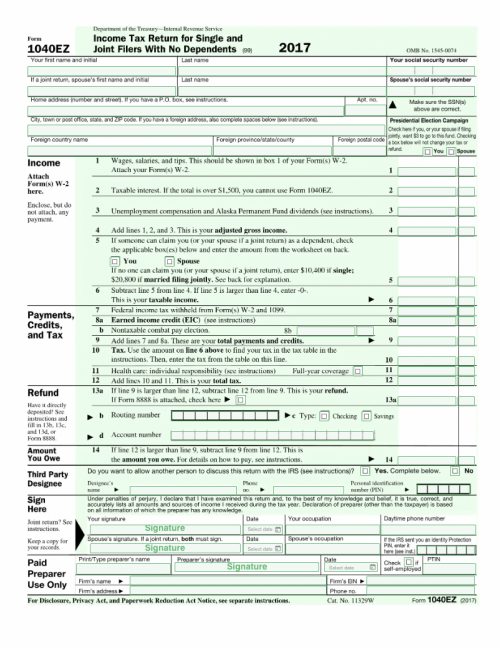 1040ez earned income credit worksheet