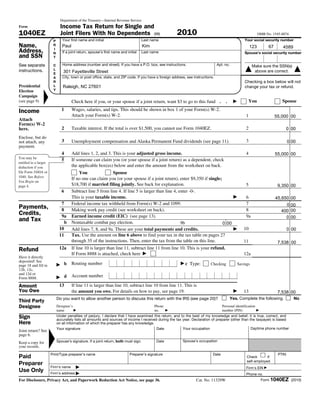 Form 1040EZ (Paul) | PDF