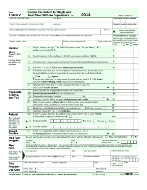 2014 Form IRS 1040-EZ Fill Online, Printable, Fillable, Blank ...