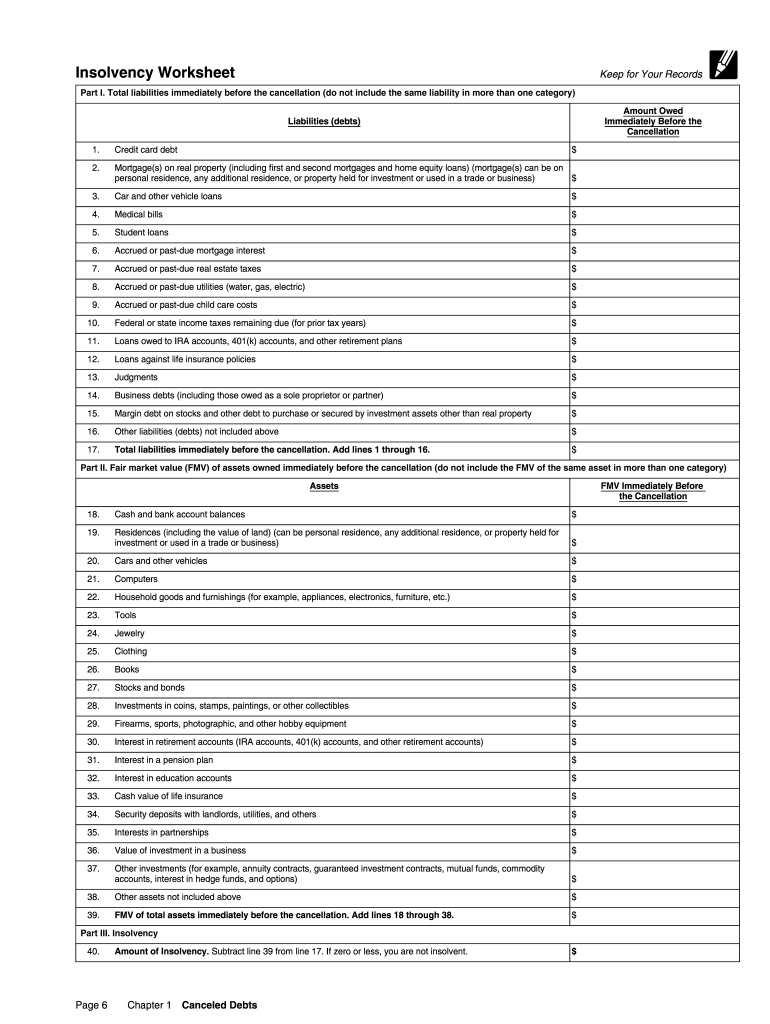 Insolvency worksheet: Fill out &  sign online | DocHub