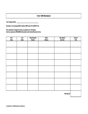 Form 1099 Worksheet (PDF) - Fill and Sign Printable Template Online