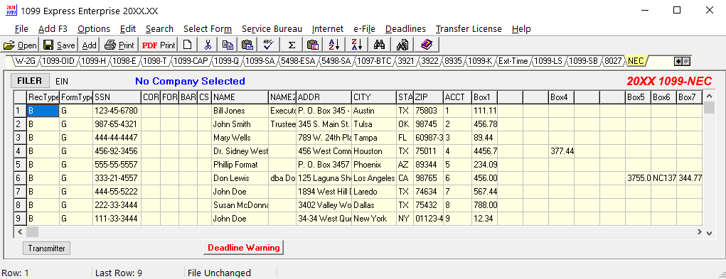 Copy &  Paste From Excel - 1099 Express