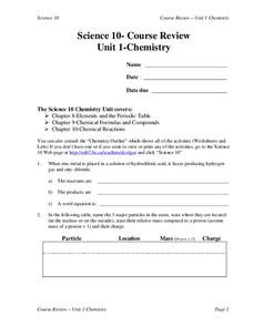 10th grade chemistry worksheet
