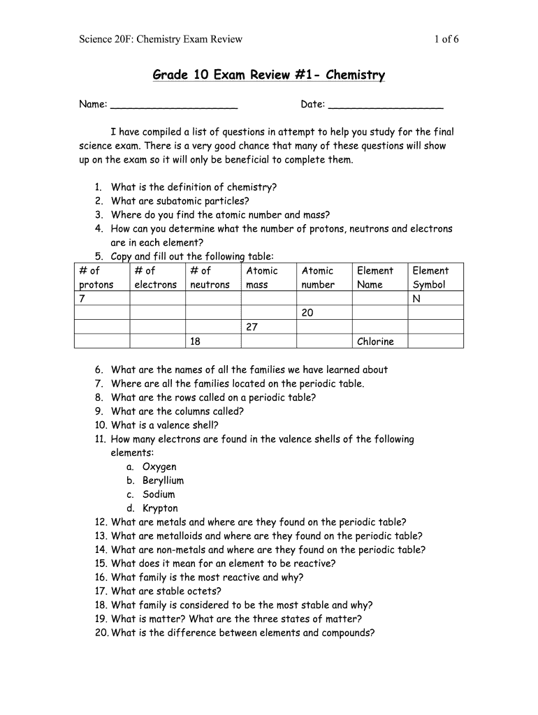 Chemistry grade 10: Fill out &  sign online | DocHub