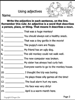 2nd Grade Grammar Worksheets Freebie by Dragons Den worksheets library