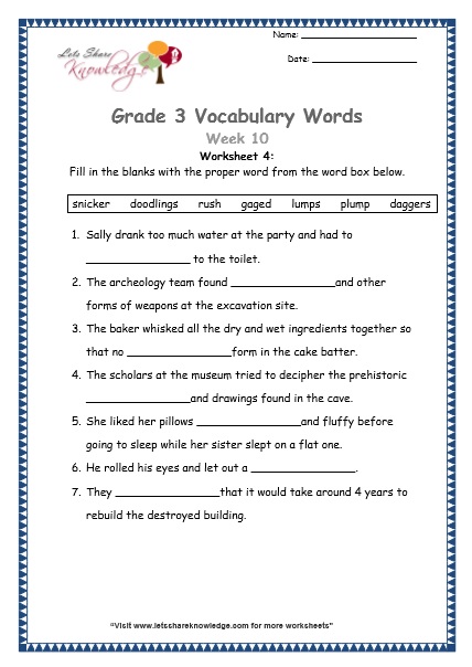 10th grade vocabulary worksheet