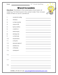 10th grade worksheet