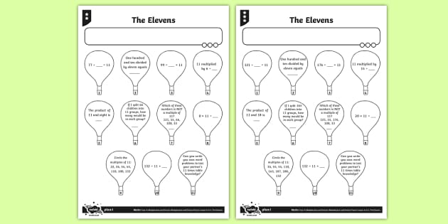 11 Times Table Worksheet / Worksheets (teacher made)