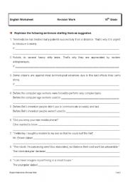11th grade grammar worksheet