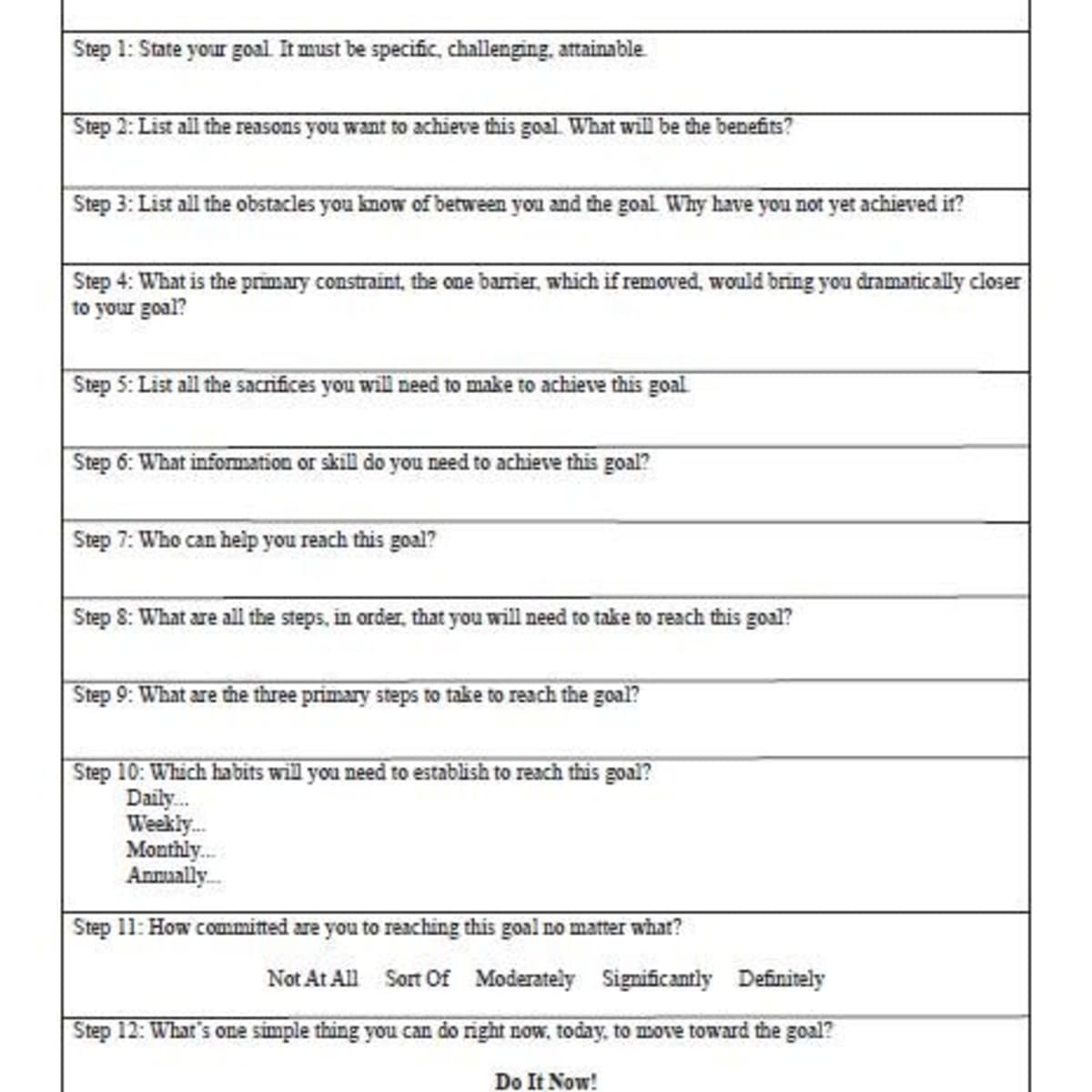 Goal Setting Worksheet - HubPages