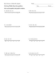 Solving Multi-Step Inequalities Worksheet for 9th - 11th Grade ...