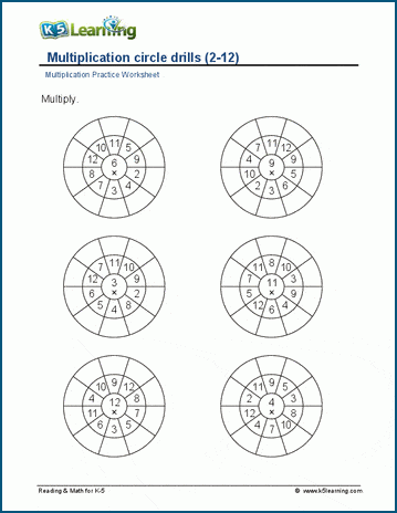 Circle drills (multiplication) 2-12 worksheets | Worsheets library