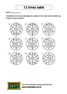 Free 12 times table worksheets at Timestables.co.uk