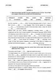Test 12th grade - ESL worksheet by pequenina