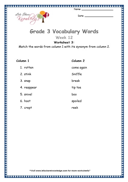 12th grade vocabulary worksheet