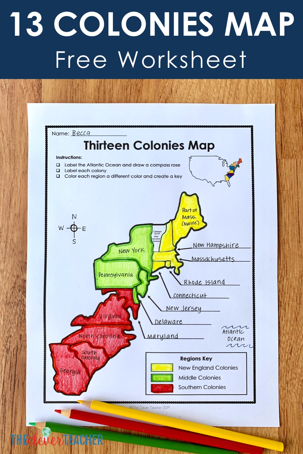 13 colonies worksheet free