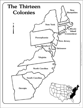 13 Colonies Maps (Blank &  Labeled) | Printable Maps
