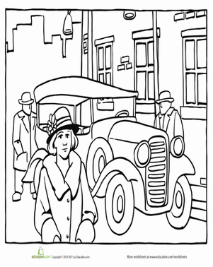 Color the Roaring Twenties Car | Worksheet 