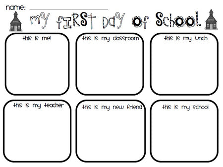 1st day of school worksheet