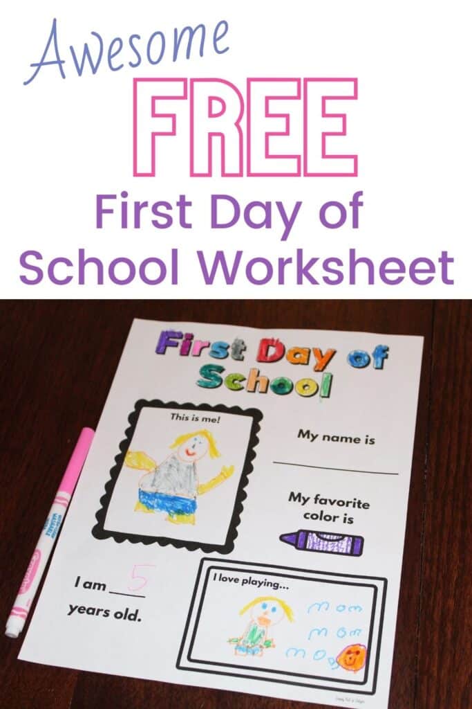 1st day of school worksheet