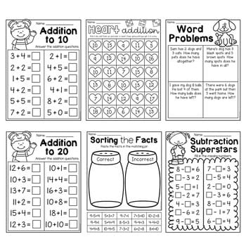 First Grade Addition and Subtraction Worksheets - My Teaching Pal