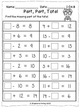 Missing Number Addition and Subtraction - Yearlong Practice | 1st ...