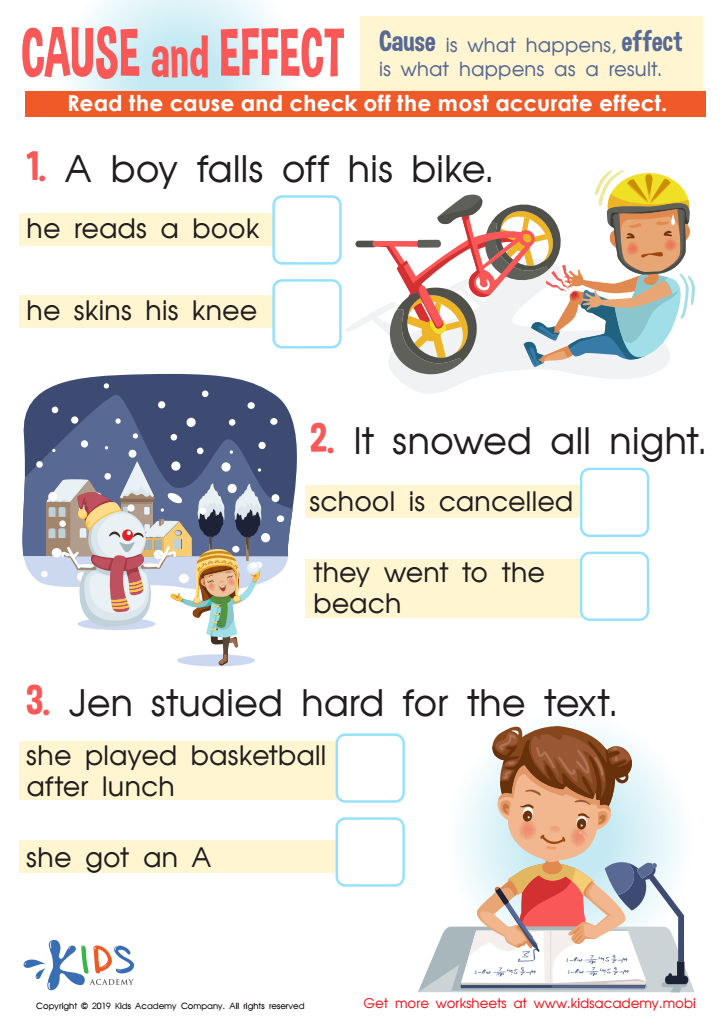 Cause And Effect Free download Worksheet for kids