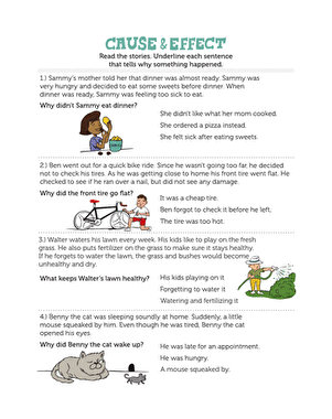 1st grade cause and effect worksheet