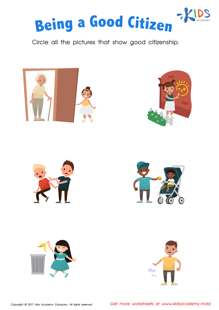 1st grade citizenship worksheet
