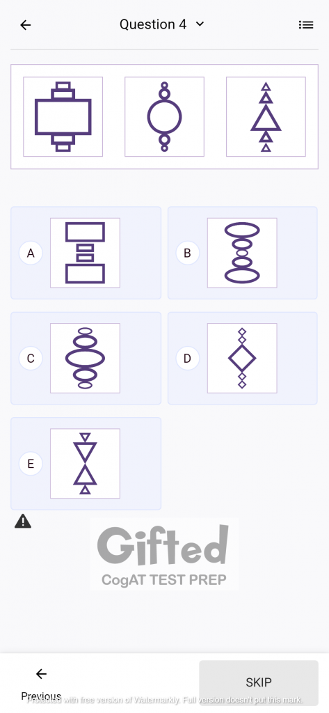Online CogAT Non- Verbal Practice Test for Grade 1
