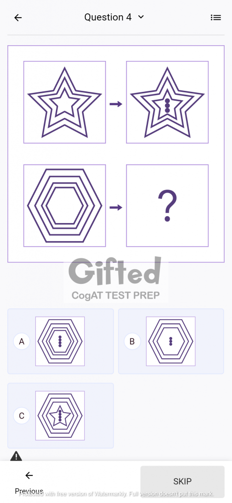 Online CogAT Non- Verbal Practice Test for Grade 1