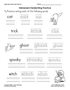 Halloween Handwriting Practice Worksheet for Pre-K - 1st Grade ...