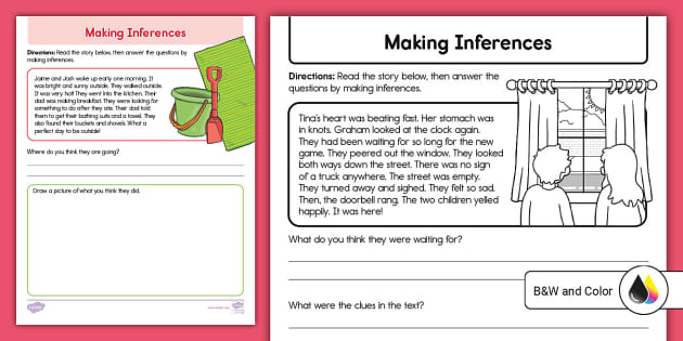 First Grade Making Inferences Read and Write a Response Activity
