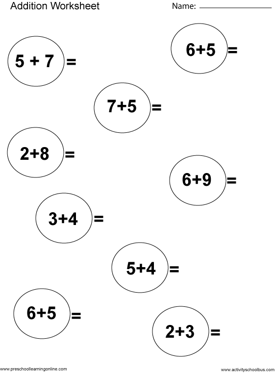 1st grade math addition worksheet printable