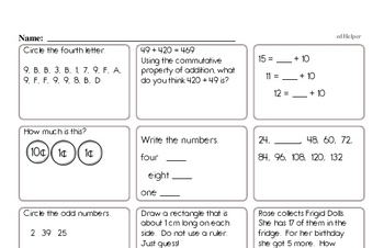 1st grade math test worksheet